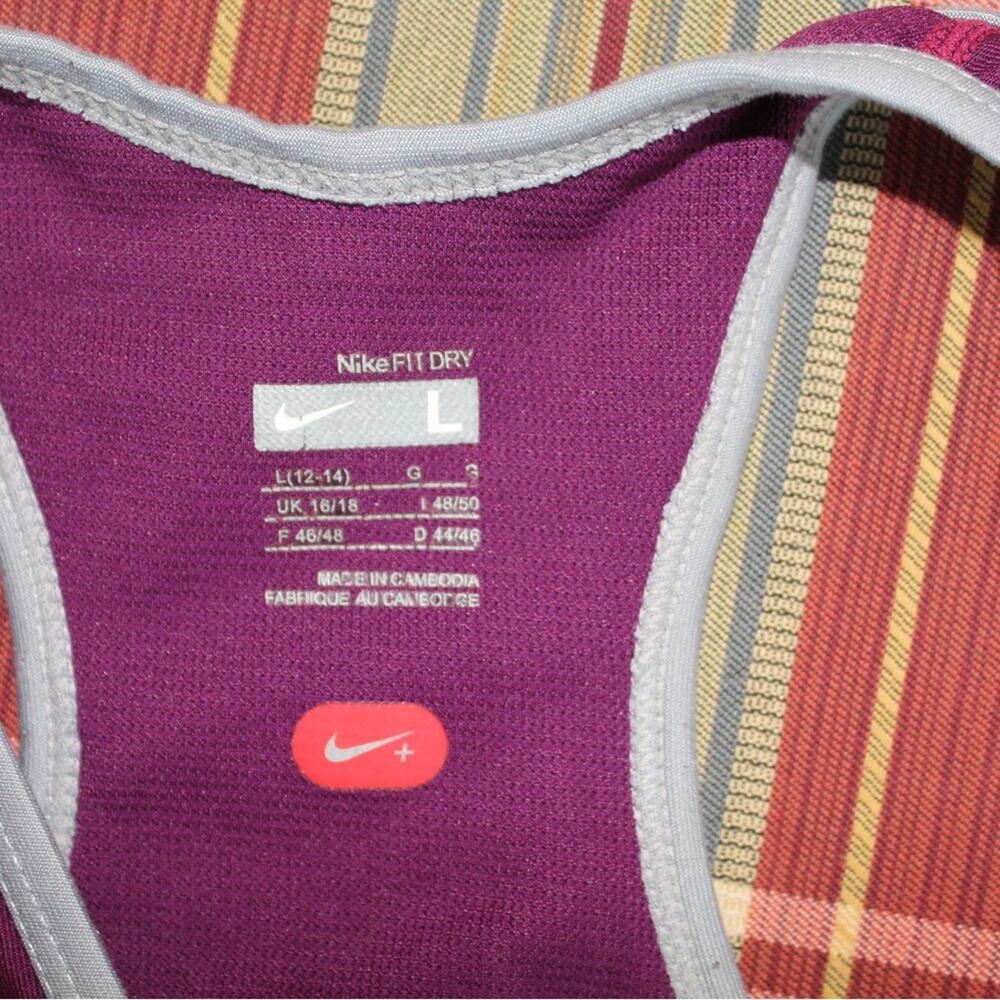 Nike Fit Dry Racerback Tank Top Purple White Stitching Women’s Large - Picture 6 of 6